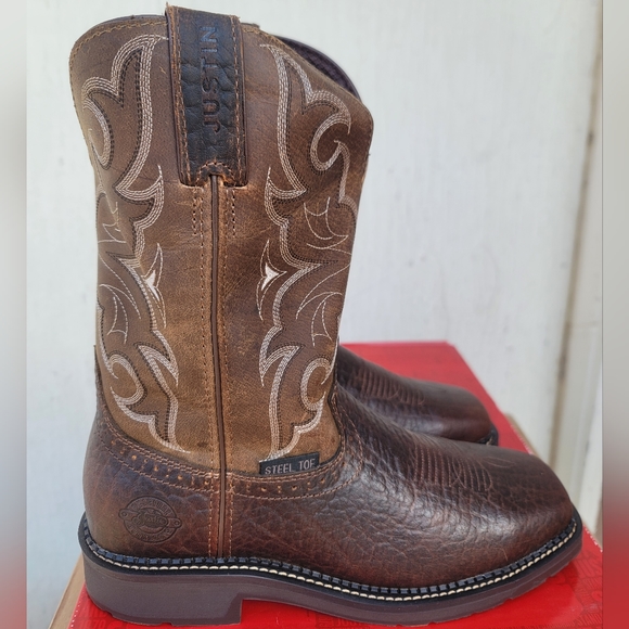 Justin Amarillo Cactus EH Steel Toe Western Work Boots WK4313 Men's Size 8 D - Picture 1 of 11